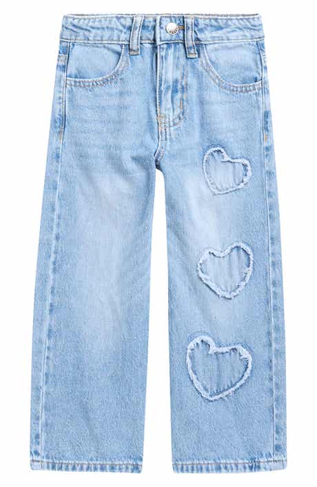 GOGO STAR Kids' Heart Appliqué Straight Leg Jeans