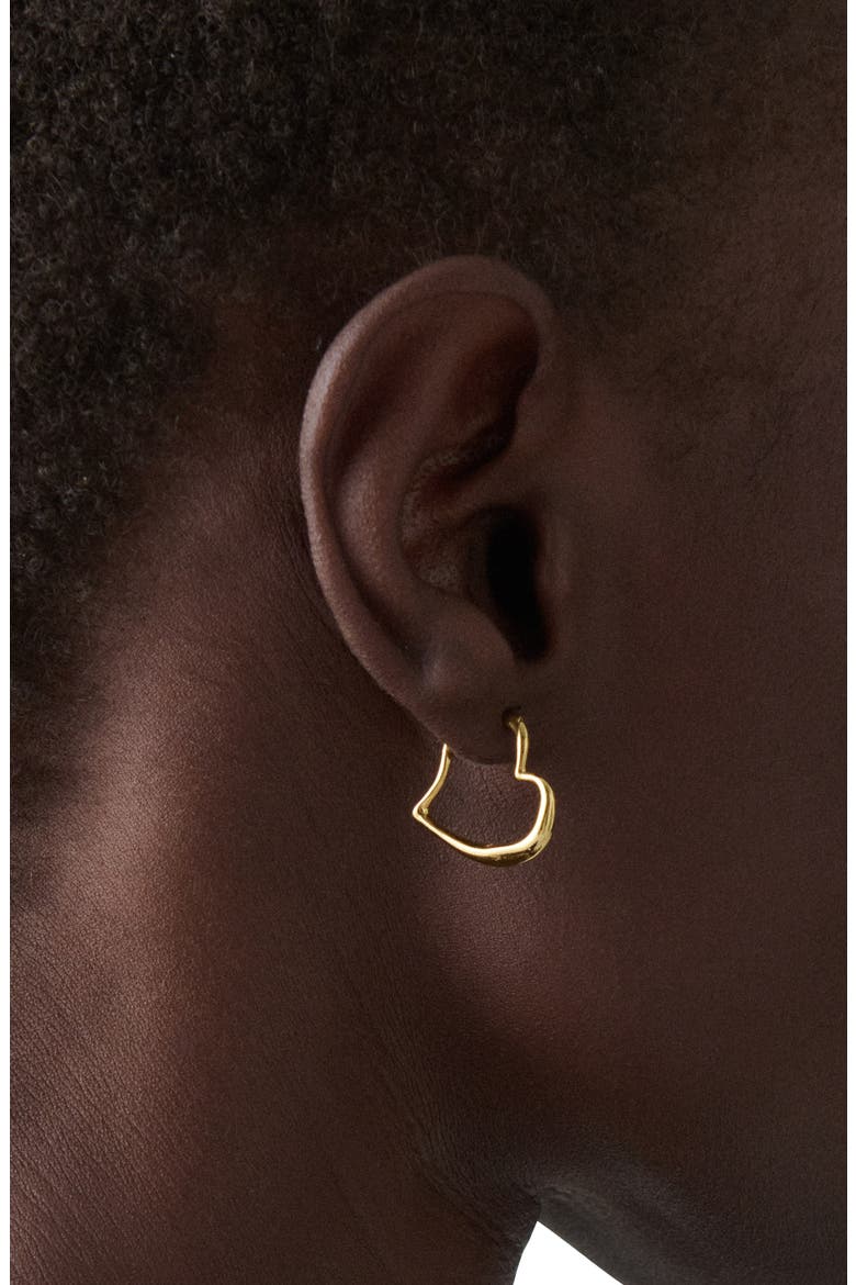 heart huggie hoop earrings, Alternate, color, GOLD