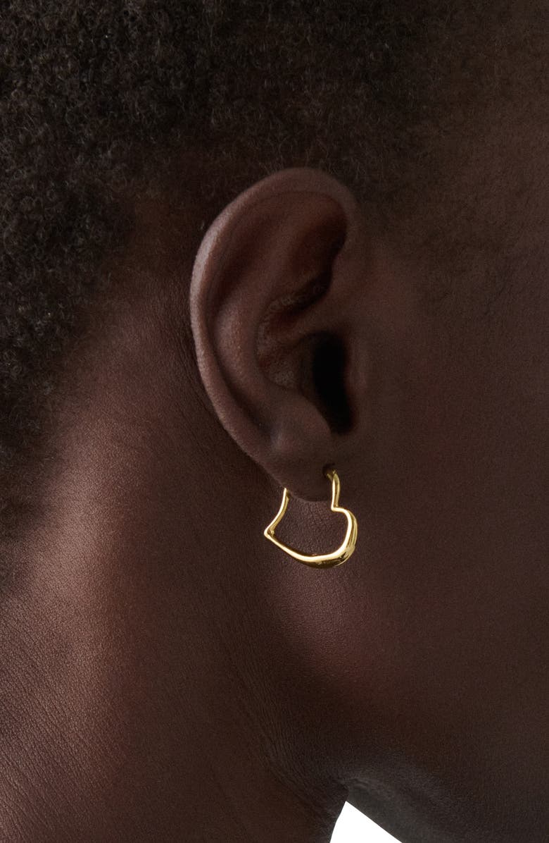 Kate Spade New York heart huggie hoop earrings, Alternate, color, Gold