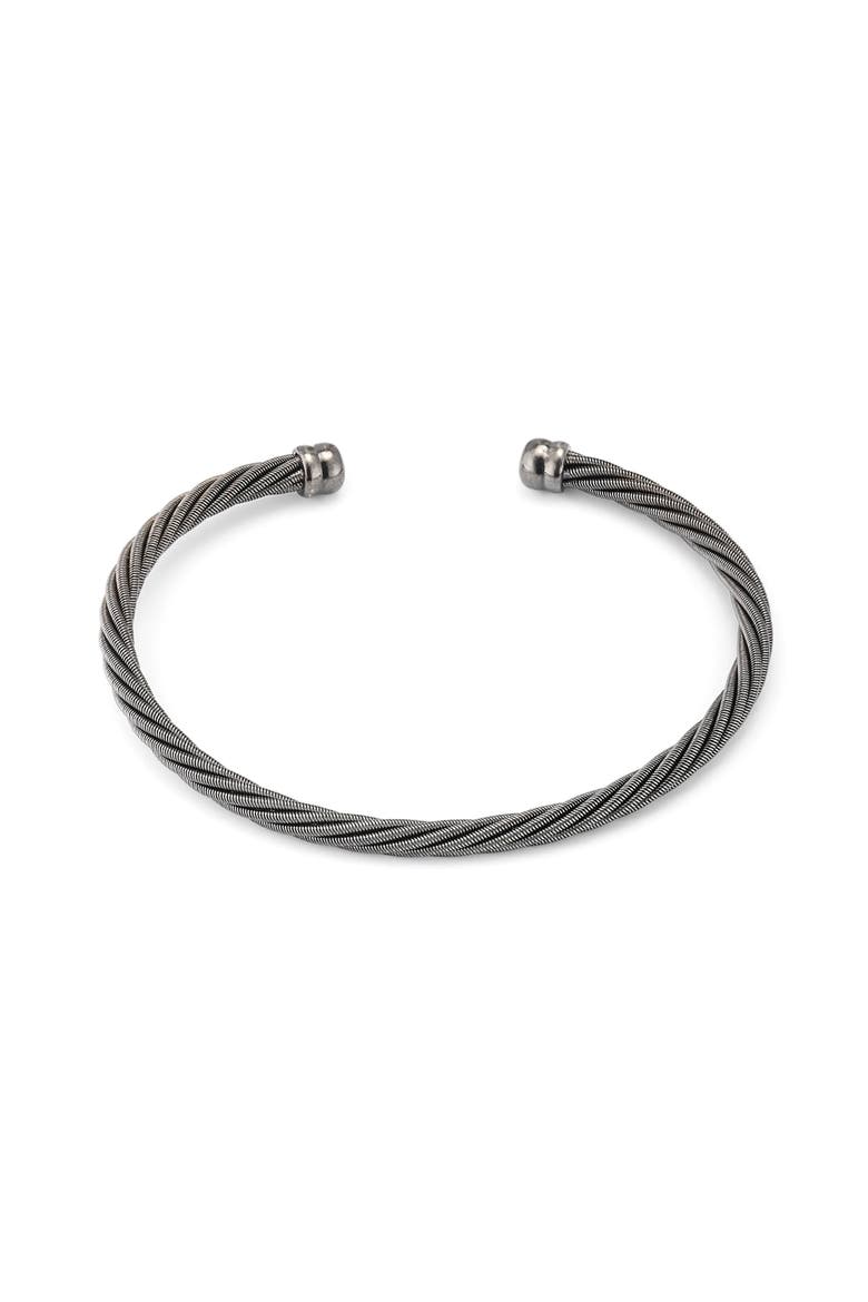 Adjustable Stainless Steel Twisted Cable Cuff Bracelet, Alternate, color, Gunmetal