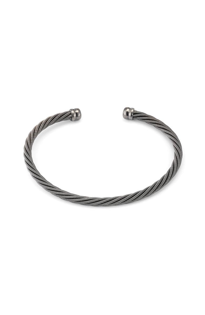 Jan Leslie Adjustable Stainless Steel Twisted Cable Cuff Bracelet, Alternate, color, Gunmetal