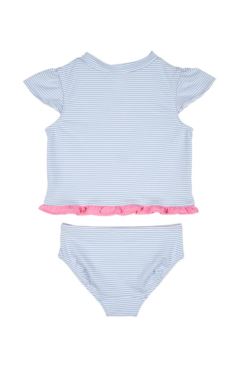 Florence Eiseman Cap Sleeve Rash Guard Tankini With Flower, Alternate, color, Blue/White