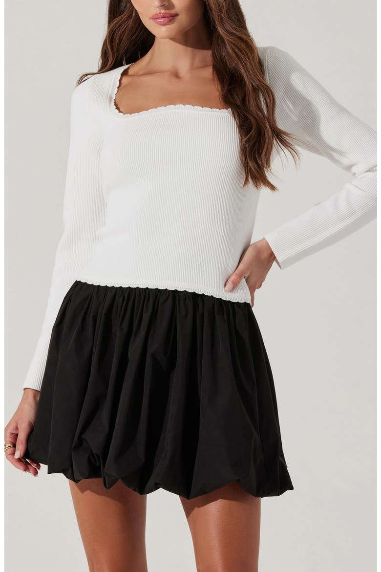 Scallop Trim Rib Top, Main, color, WHITE