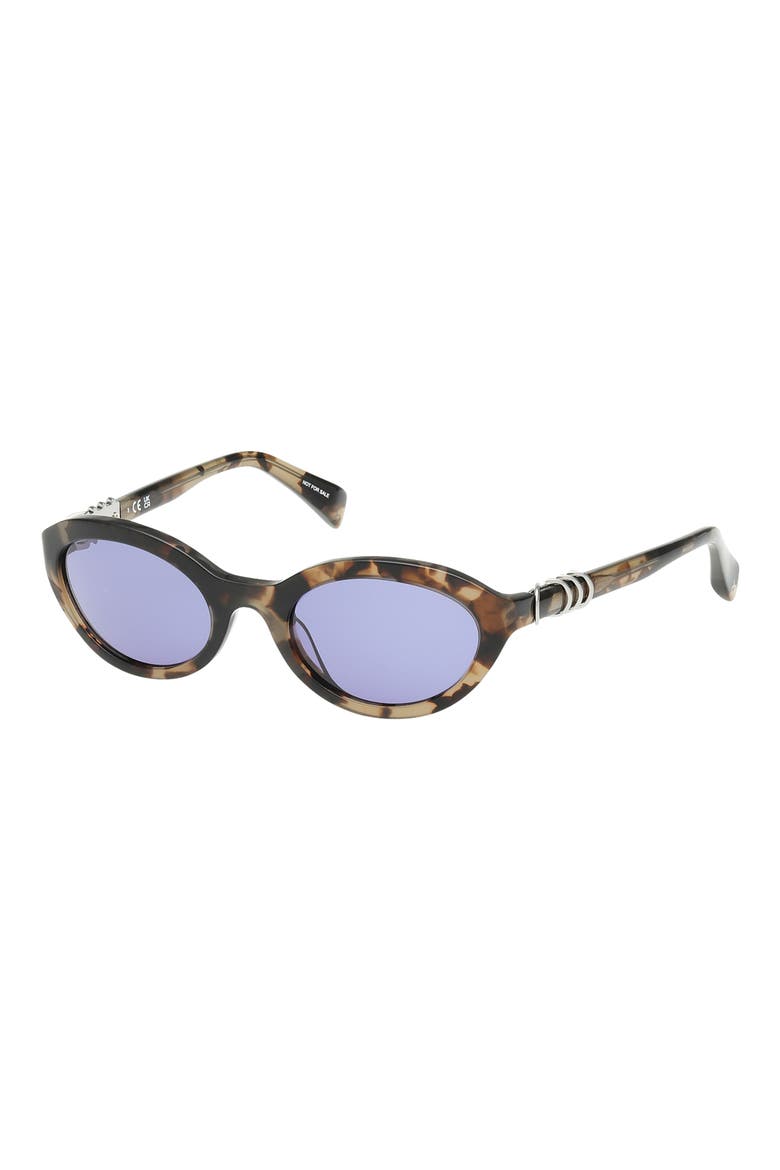 52mm Oval Sunglasses, Alternate, color, SHINY TAN CRYSTAL TORT BLUE LE