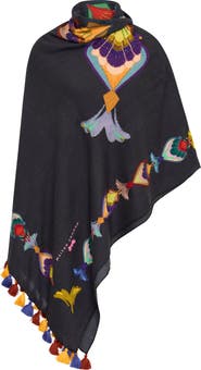 Maison Common Hand Embroidered Scarf With Tassels