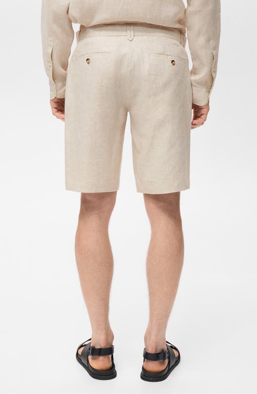 Mango Slim Fit Linen Bermuda Shorts In Nude