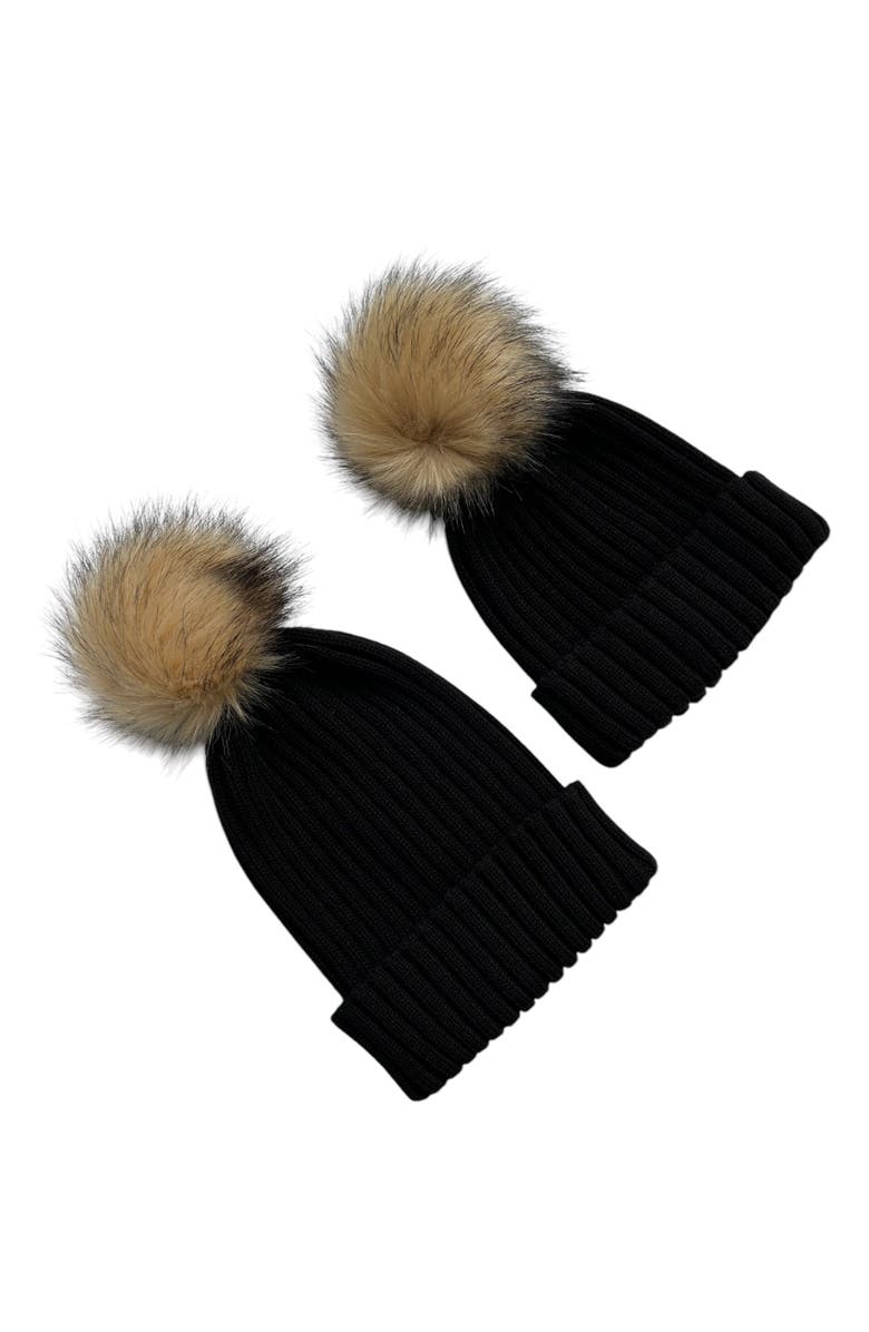 Accouchée Mom n Me Beanie Set, Alternate, color, Black