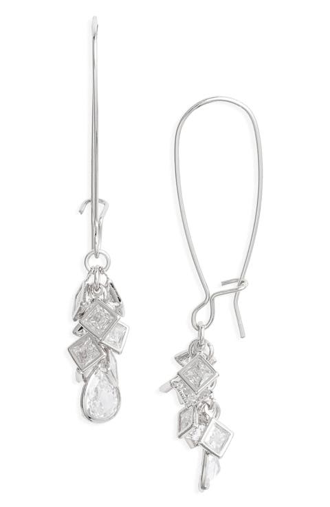 Shaky Cubic Zirconia Cluster Drop Earrings