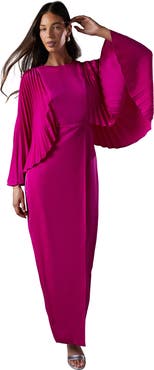 Coast Short Sleeve Pleated Cape Maxi Dress