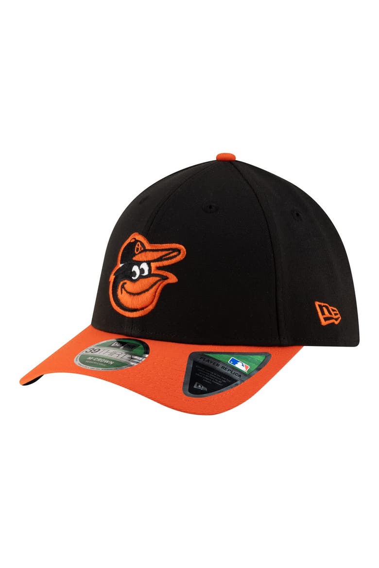 Men's New Era  Black Baltimore Orioles Player Replica 39THIRTY M-Crown Flex Hat, Main, color, Black