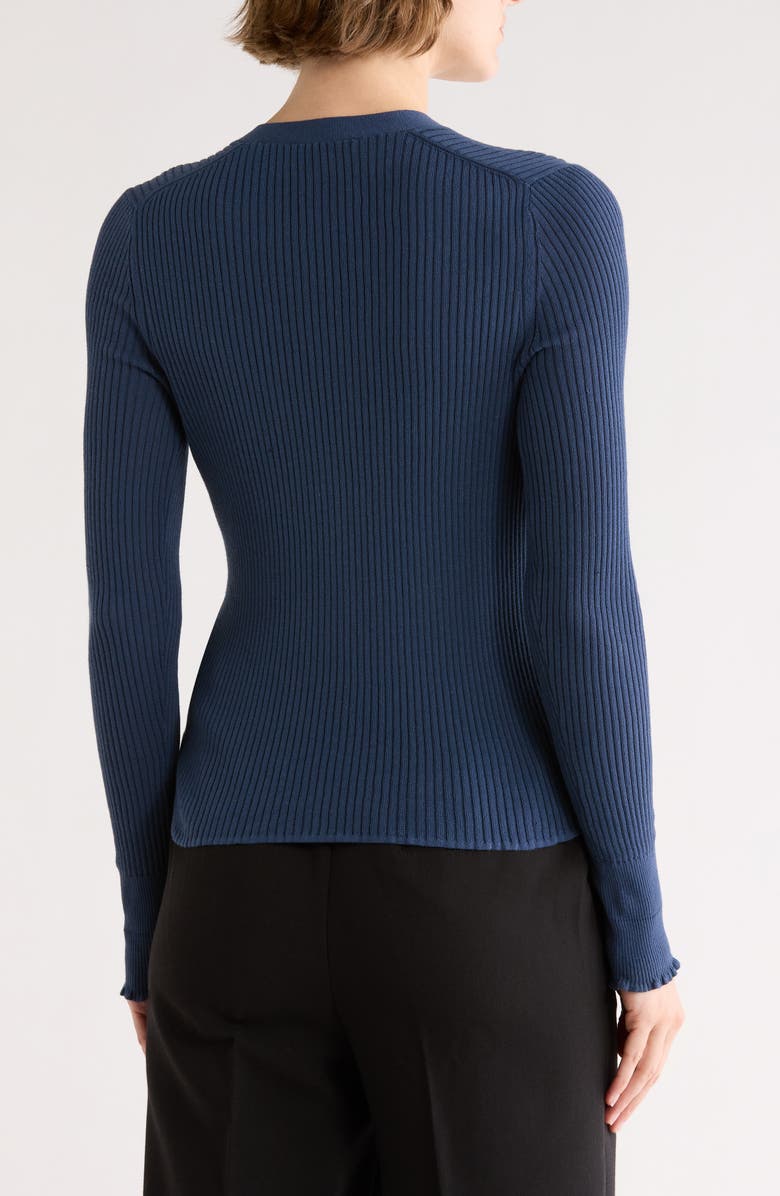 Vince Ribbed Button Front Cardigan, Alternate, color, Obsidian