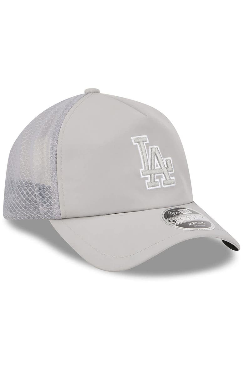 Men's New Era Gray Los Angeles Dodgers 2026 Batting Practice Apex 9FORTY Adjustable Trucker Hat, Alternate, color, Gray
