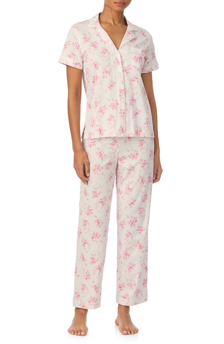 Lauren Ralph Lauren Print Cotton Blend Ankle Length Pajamas, Main, color, 