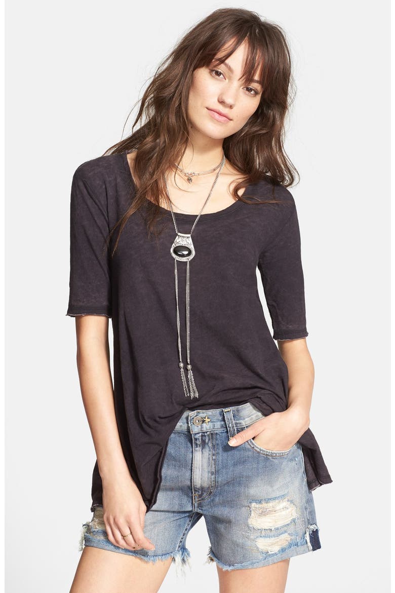'Melrose' Peplum Hem Tee, Main, color, BLACK