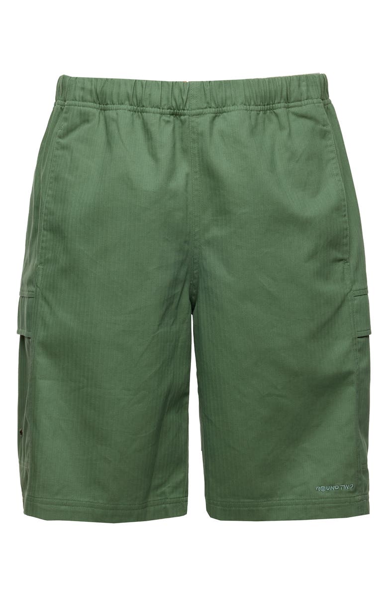 Round Two Cotton Herringbone Cargo Shorts, Alternate, color, Olive