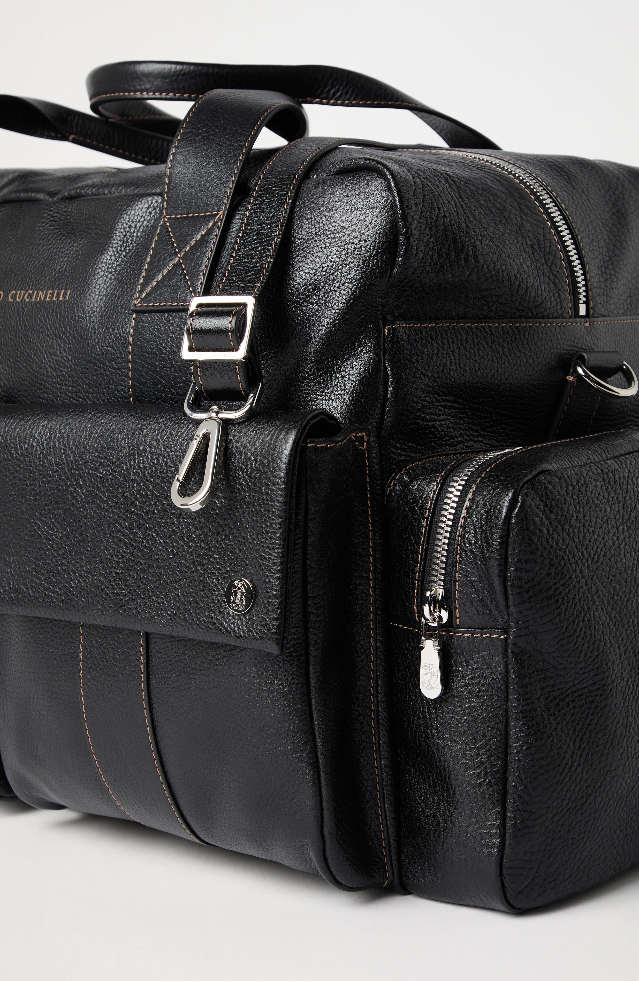 Brunello Cucinelli Grained calfskin leisure bag, Alternate, color, 