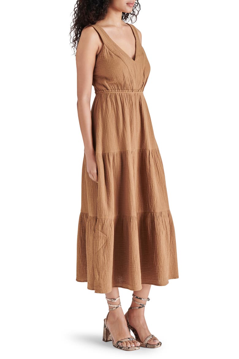 Amira Tiered Cotton Midi Dress, Alternate, color, TOAST