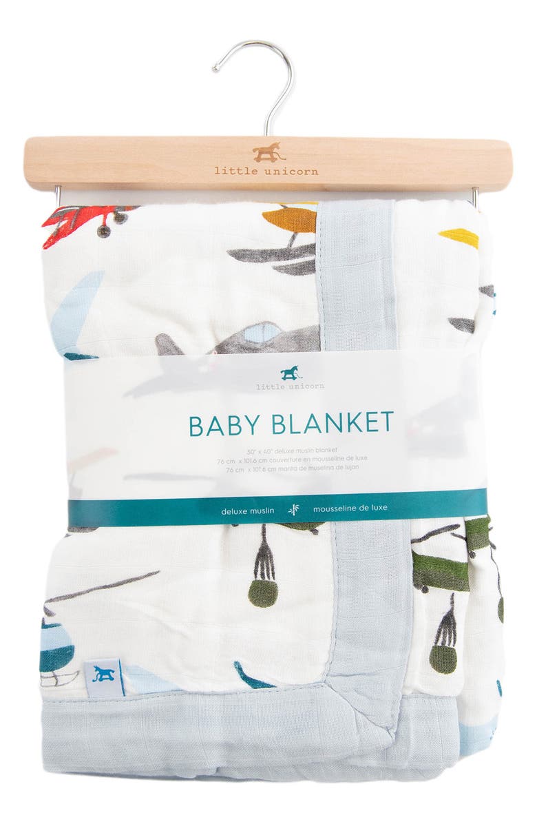 little unicorn Deluxe Muslin Baby Receiving Quilt, Alternate, color, Air Show