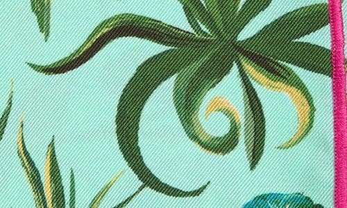 Clifton Wilson Teal Floral Silk Pocket Square
