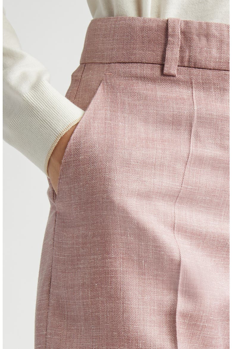 Straight Leg Virgin Wool, Silk & Linen Pants, Alternate, color, ROSE