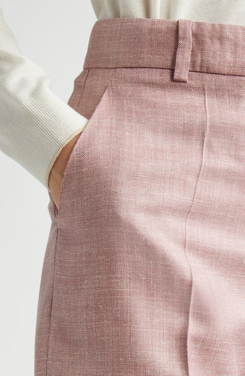 Eleventy Wool-silk-linen Straight Trousers In Rose