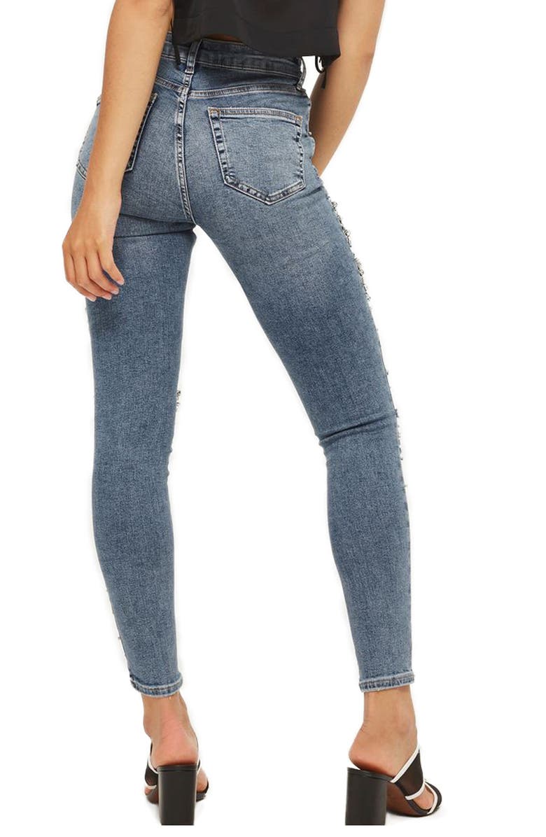 Topshop Limited Edition Jamie Gem Encrusted Skinny Jeans, Alternate, color, 