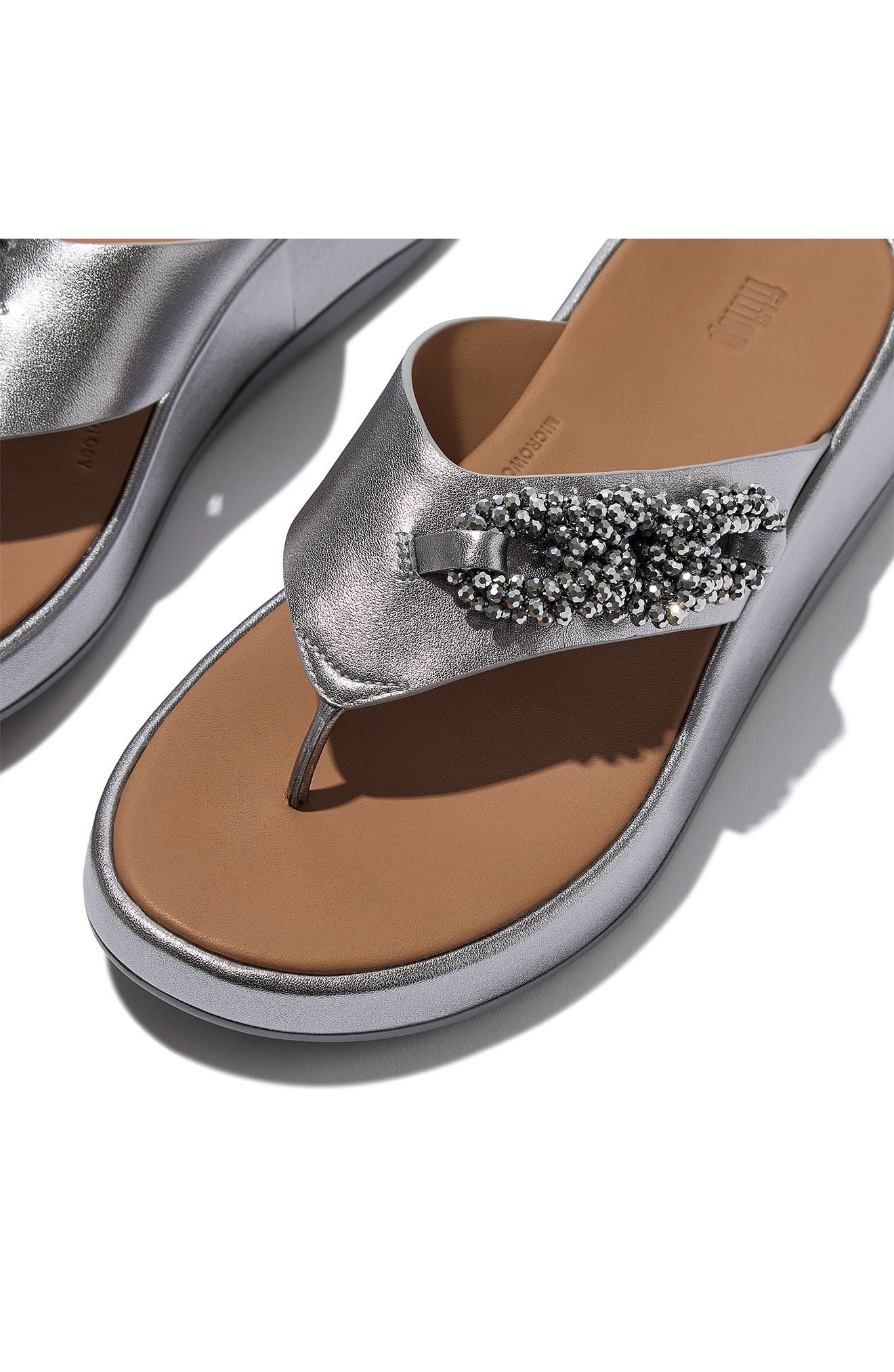 FitFlop F-Mode Beaded Chain Platform Sandal, Alternate, color, Silvereen