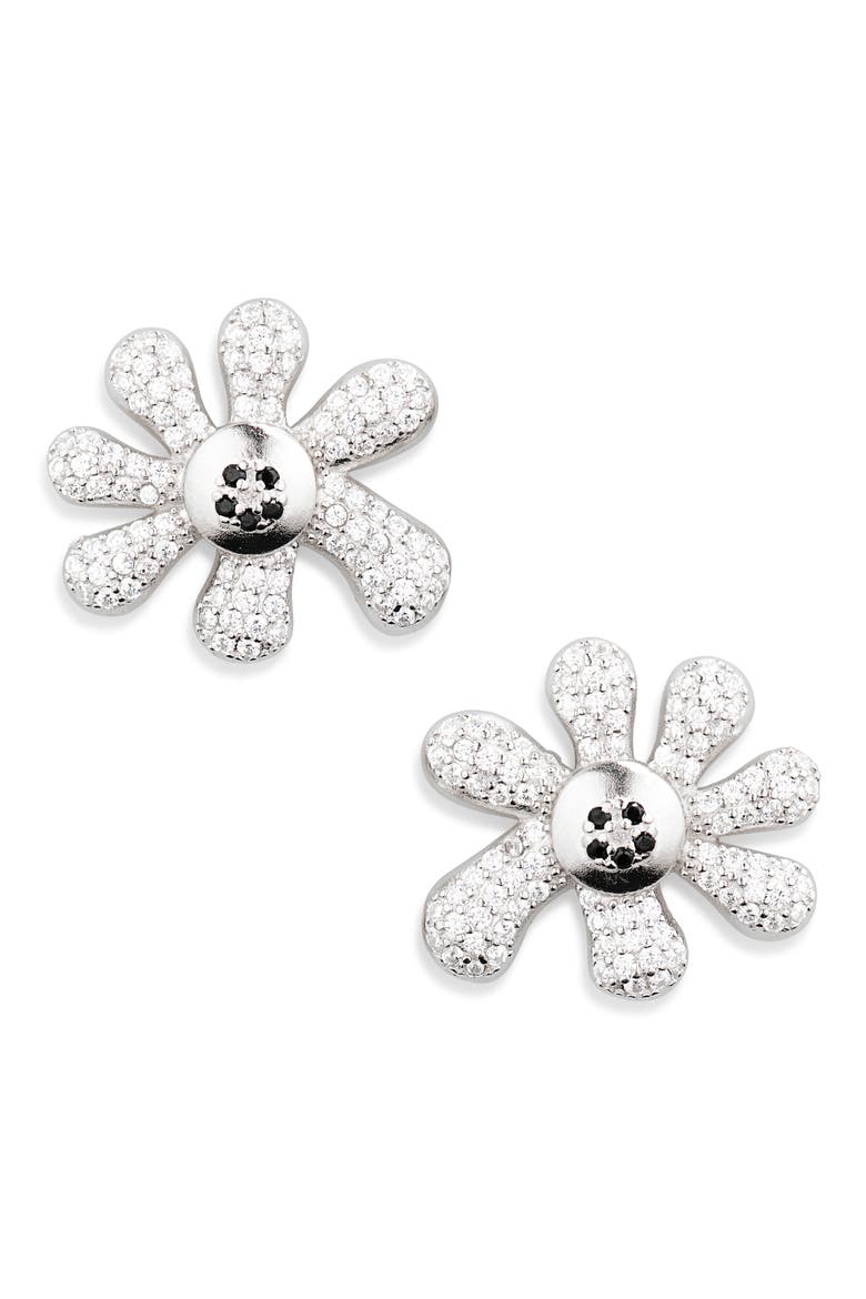 Happy Blossom Crystal Pavé Mismatched Stud Earrings, Main, color, CRYSTAL CLEAR PAVE