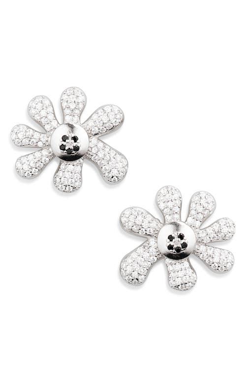 Collina Strada Happy Blossom Crystal Pavé Mismatched Stud Earrings In Crystal Clear Pave
