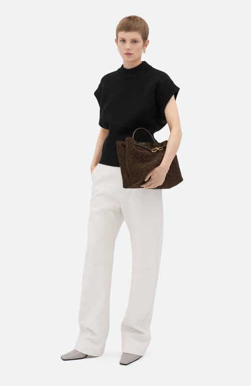 Bottega Veneta Medium Andiamo Intrecciato Suede Shoulder Bag In Pink
