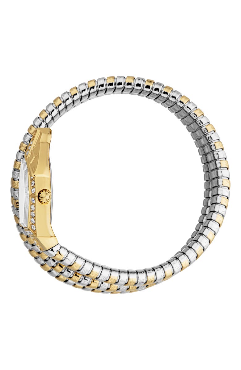 Just Cavalli Snake Bracelet Watch, 23mm x 32mm, Alternate, color, Silver/ Gold/ White