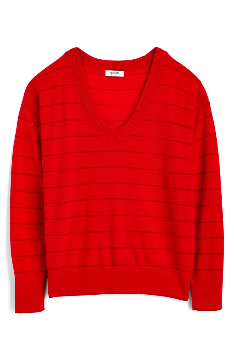 Madewell Sandri Stripe Cashmere Blend Sweater, Alternate, color, Festival Red Mini Stripe