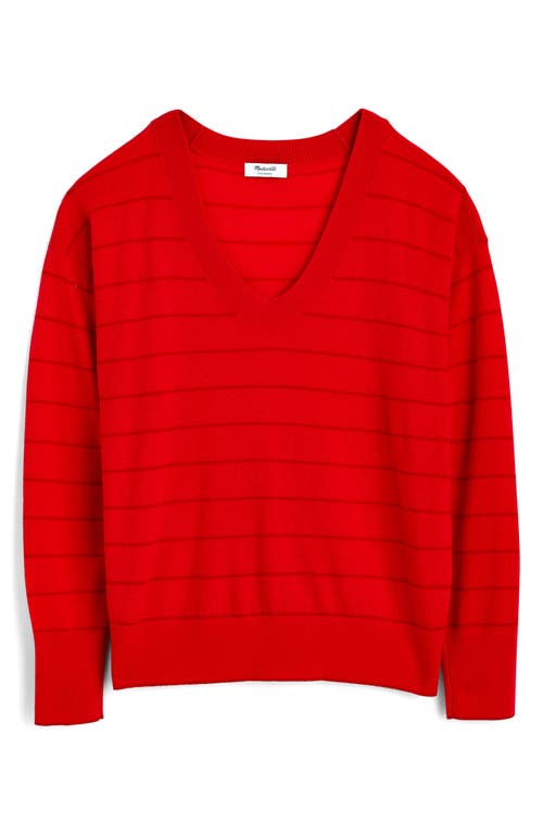 Madewell Sandri Stripe Cashmere Blend Sweater In Red