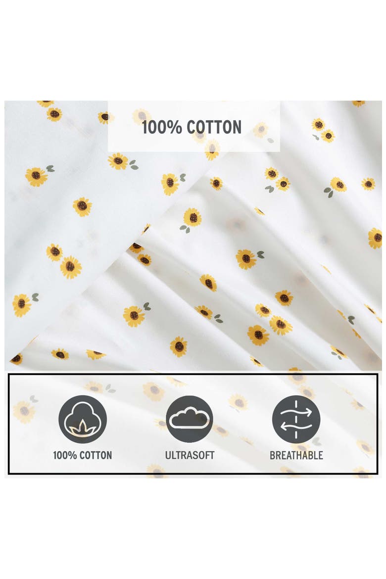 Sunflower 200 Thread Count Cotton Percale Full Sheet Set, Alternate, color, BRIGHT YELLOW