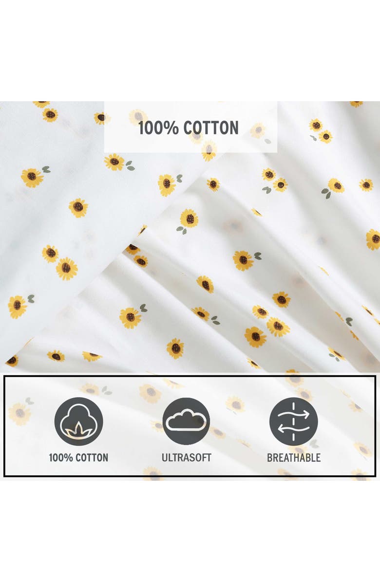 Eddie Bauer Sunflower 200 Thread Count Cotton Percale Full Sheet Set, Alternate, color, Bright Yellow