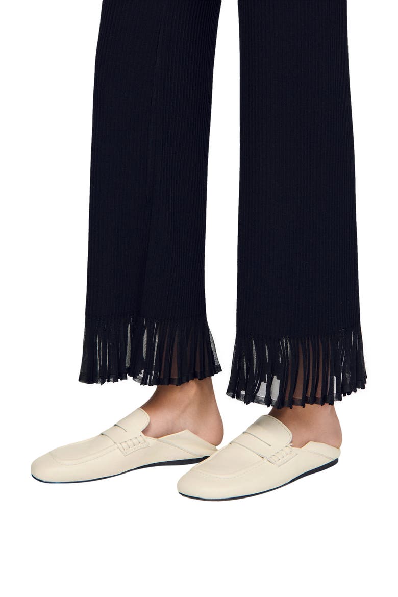 Ruffled knit trousers, Alternate, color, Black