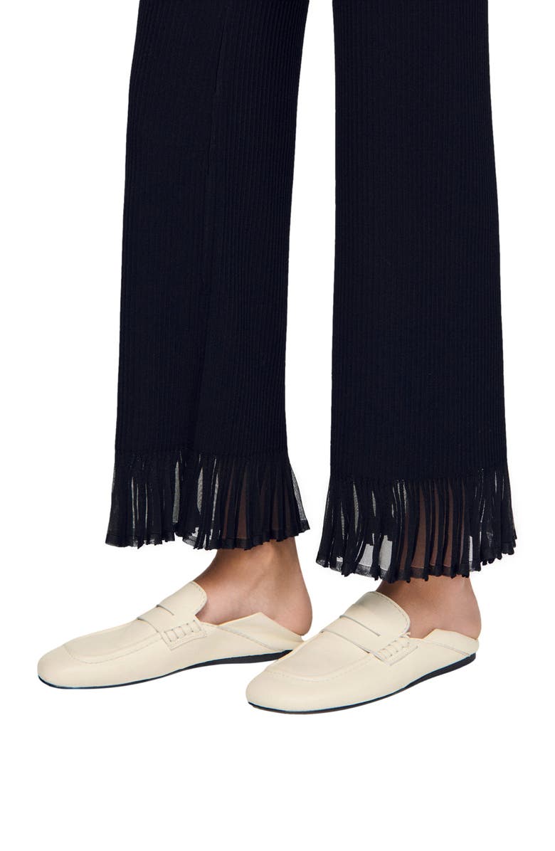 SANDRO Ruffled knit trousers, Alternate, color, Black