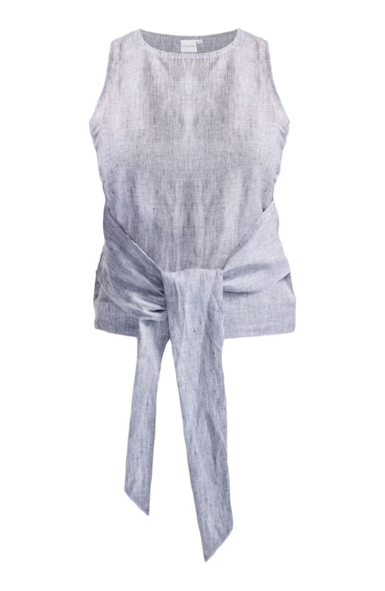 Reistor Front-tie Top in Linen Stripes, Alternate, color, Pin Striped Linen