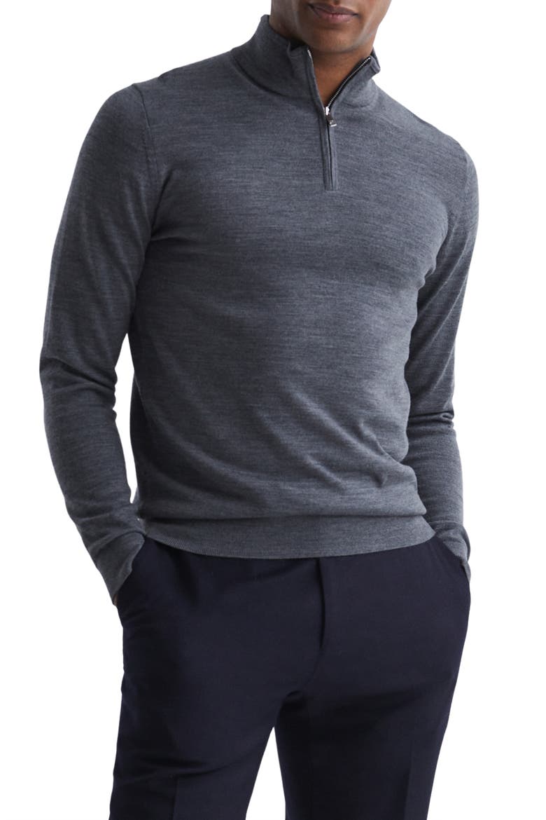 Blackhall Quarter Zip Wool Sweater, Main, color, DERBY GREY MARL