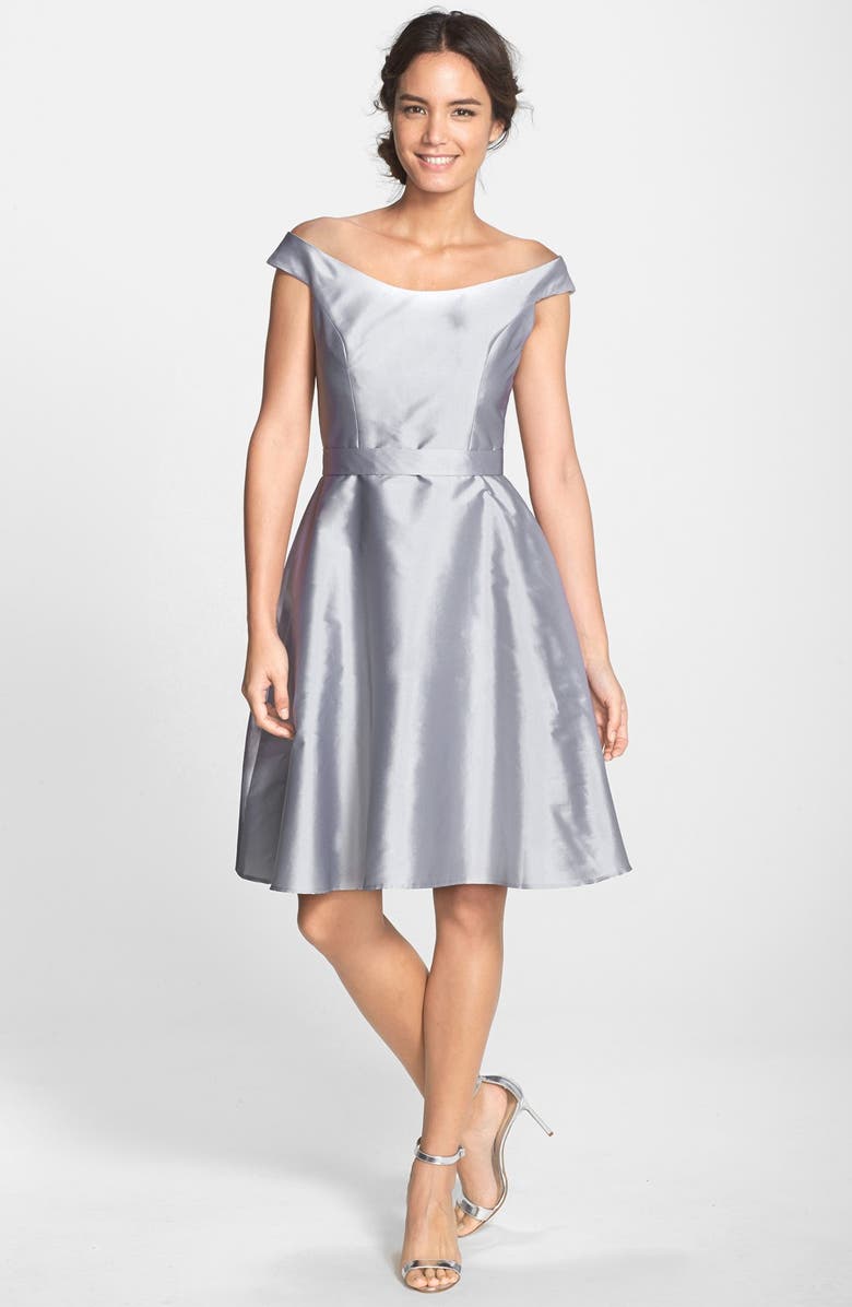 Alfred Sung Dupioni Fit & Flare Dress, Alternate, color, 