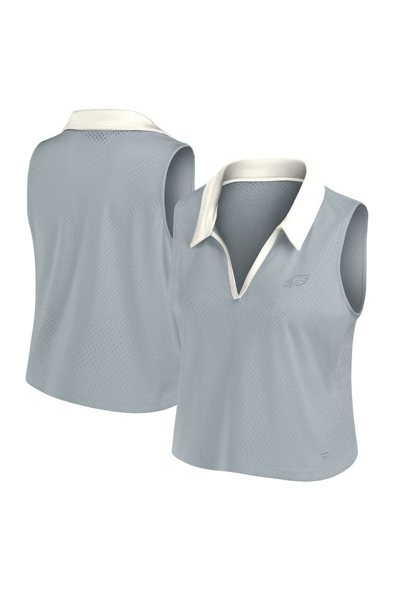 Women's Fanatics Gray Philadelphia Eagles Studio Wellness V-Neck Tank Top, Main, color, Gray