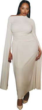 ELOQUII Cape Sleeve Draped Dress