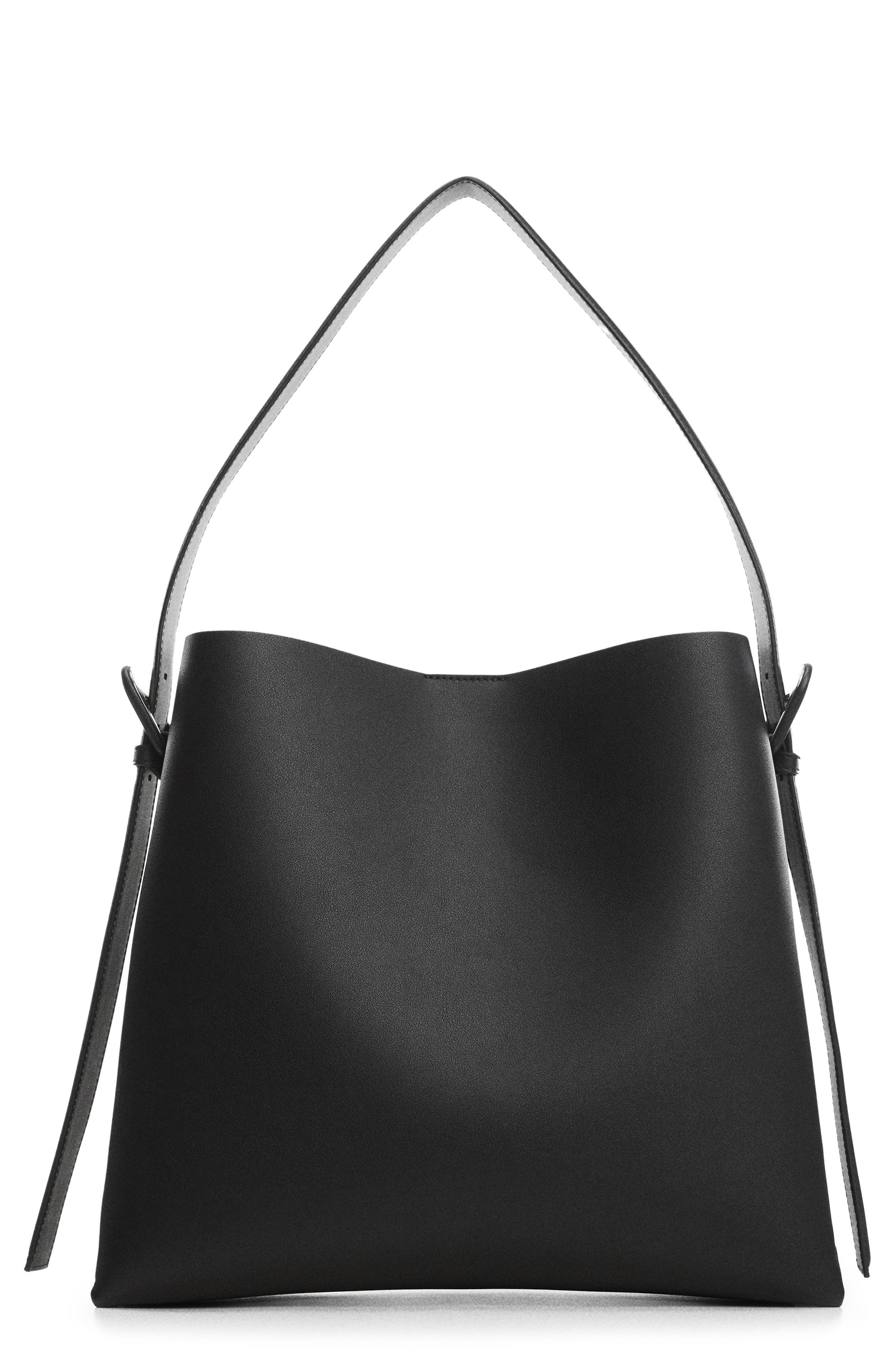 MANGO Buckle Detail Faux Leather Shopper, Main, color, 