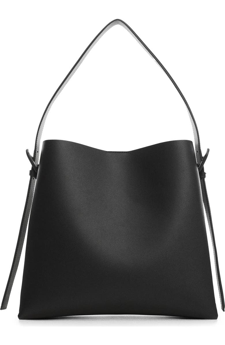 MANGO Buckle Detail Faux Leather Shopper, Main, color,