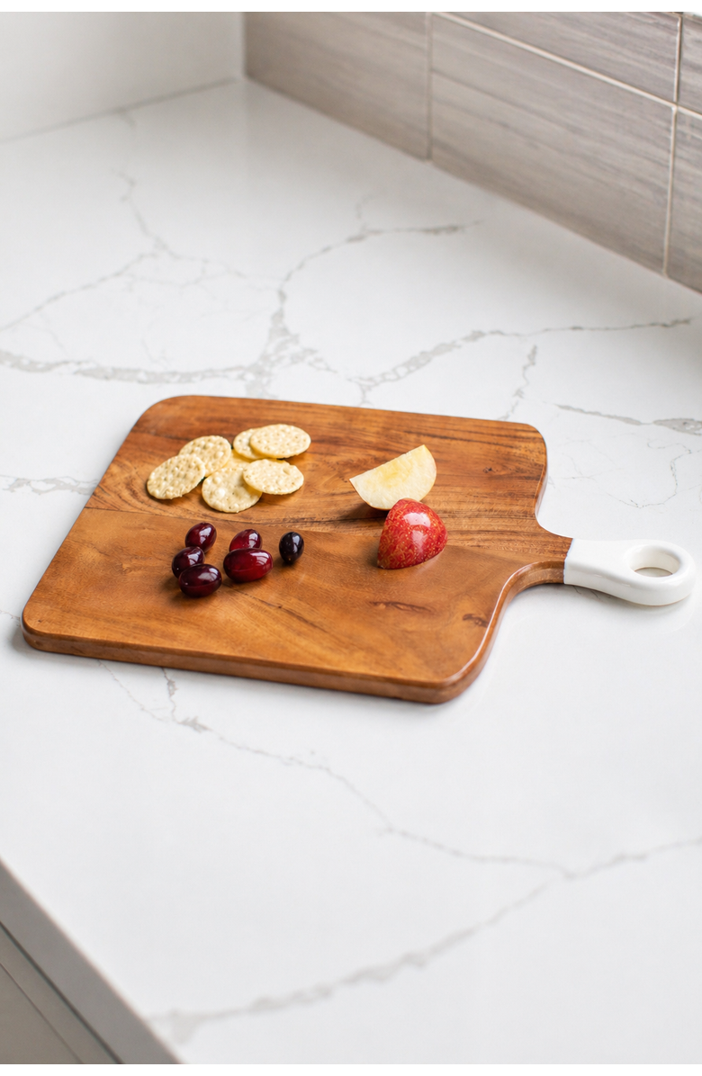 Jeanne Fitz Wood + White Collection Acacia Wood Square Charcuterie Board, Medium, Alternate, color, White, Brown