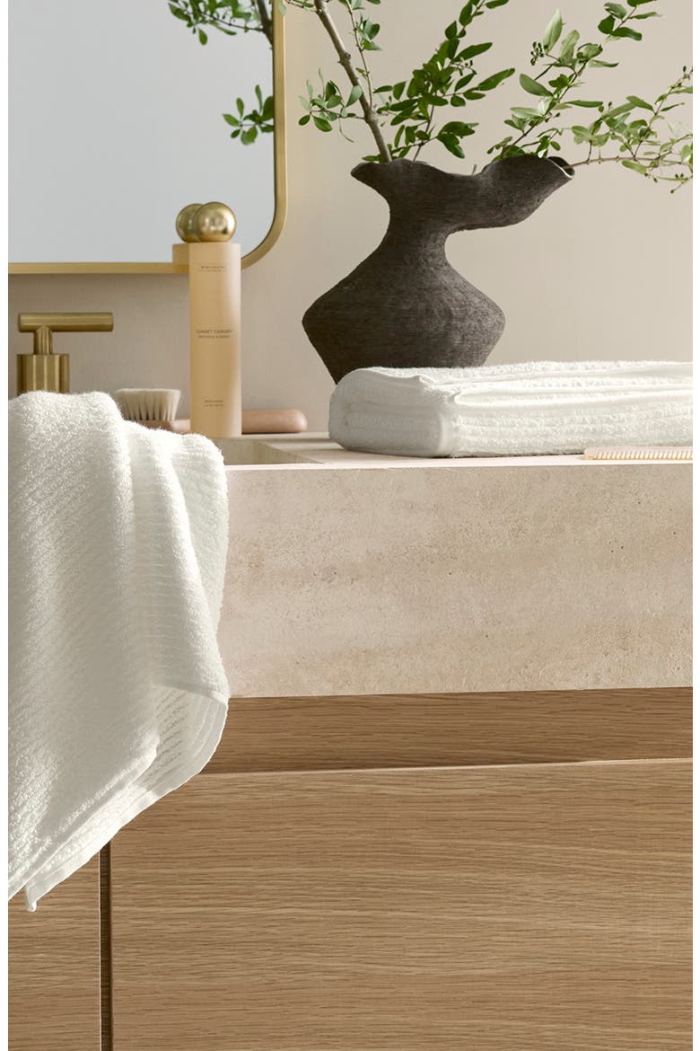 Set of 2 Ribbed Organic Cotton Hand Towels, Alternate, color, CREAM