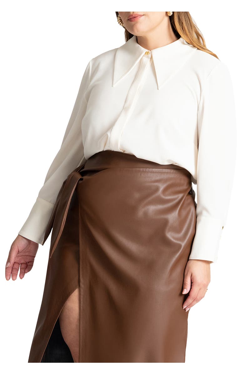 ELOQUII Pointed Collar Button Up Shirt, Main, color, Tofu