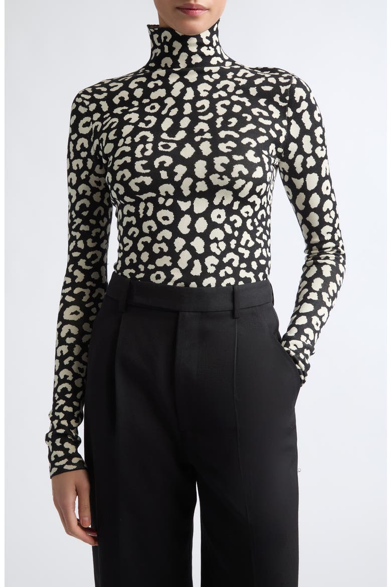 Silk Blend Turtleneck Sweater, Main, color, BLACK MULTI