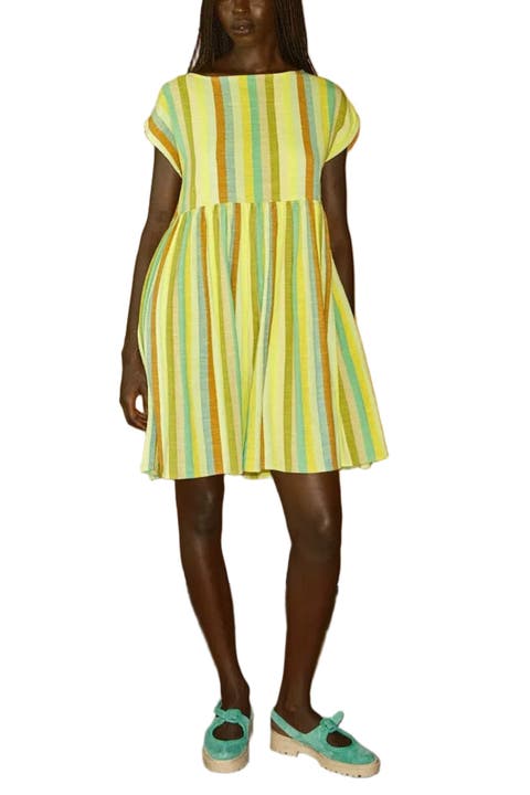 Float Slit-neck Mini Dress