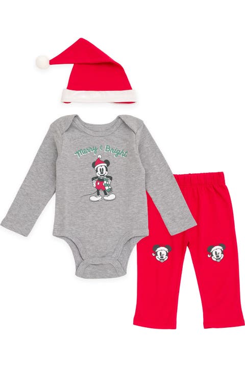 Mickey Mouse Holiday Bodysuit Pants and Hat Set